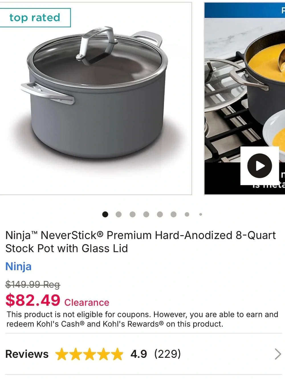 Ninja Foodi NeverStick Hard-Anodized Stockpot with Glass Lid 6.5 Qt